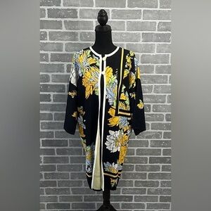 Carlisle Collection‎ Floral Cardigan Sweater Jacket Size Medium Longline EUC
